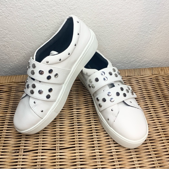 Rebecca Minkoff Natasha Chalk White Studded Platform Sneaker Slip On Size 9 - Picture 3 of 14
